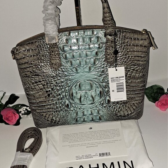 (NOT FOR SALE) Authentic Nwt Brahmin Duxbury Bluebell Ombre Croc Medium Satchel - Picture 8 of 10